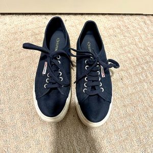 Superga platform sneakers, womens size 9 (40), navy blue, worn once
